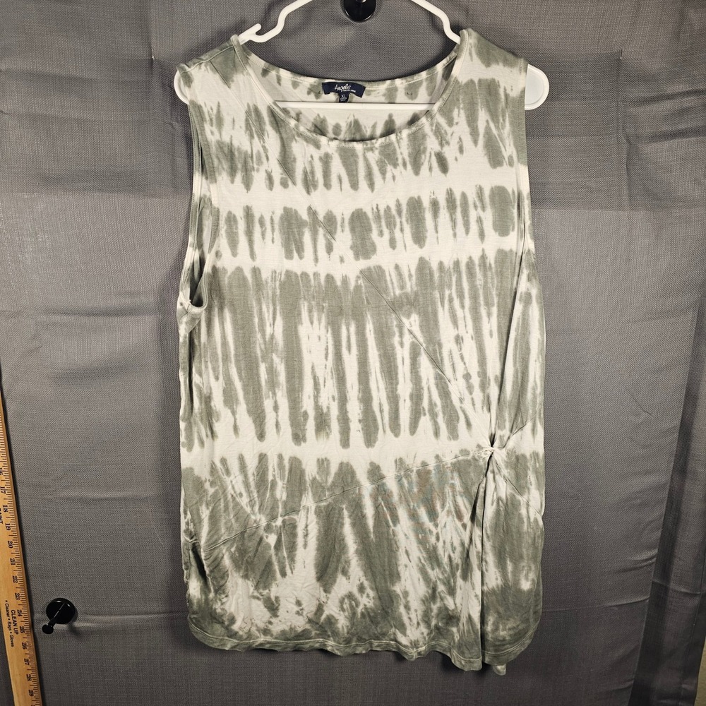 Angels Forever Young Olive‎ Green white Tie Dye Twist Front Tank Top XL